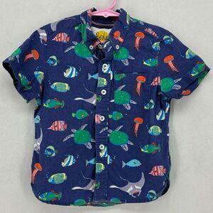 Mini Boden Blue Ocean Adventure Button Down Shirt